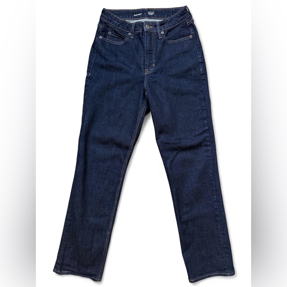 Old Navy Extra High Rise Straight Leg Jeans Size 4 Dark Wash